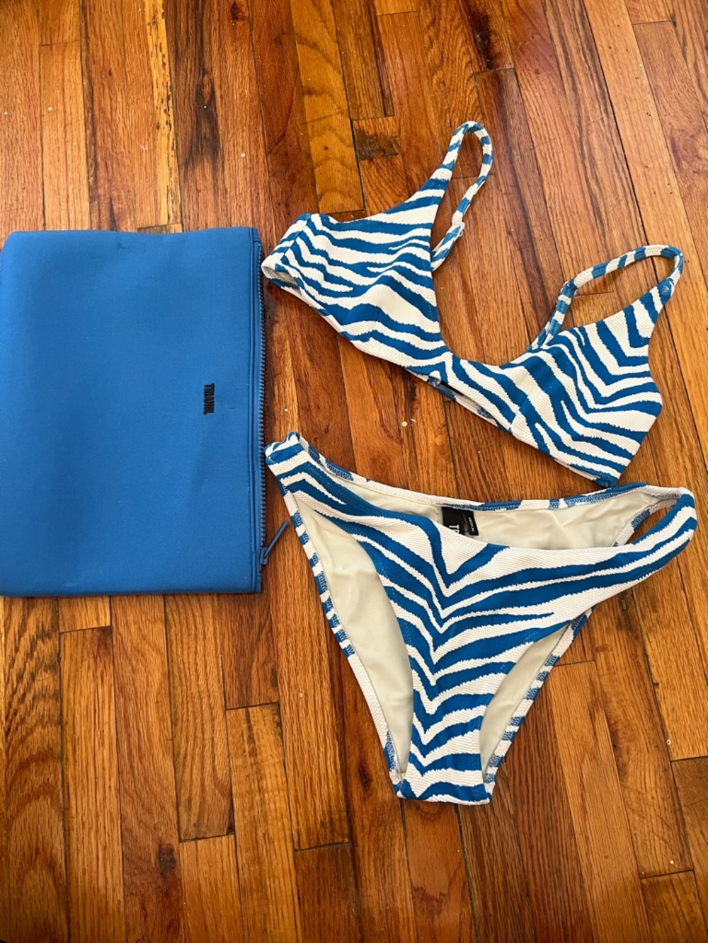 Triangl Blue & White Zebra Print Bikini Set